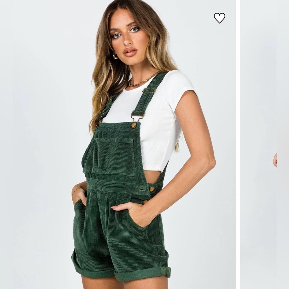 Princess Polly Dark Green Corduroy Overalls
